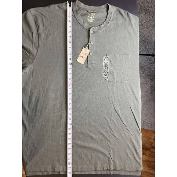 Red Head Green Henley Shirt 3XL Long Sleeve Casual Pocket - Picture 10 of 12